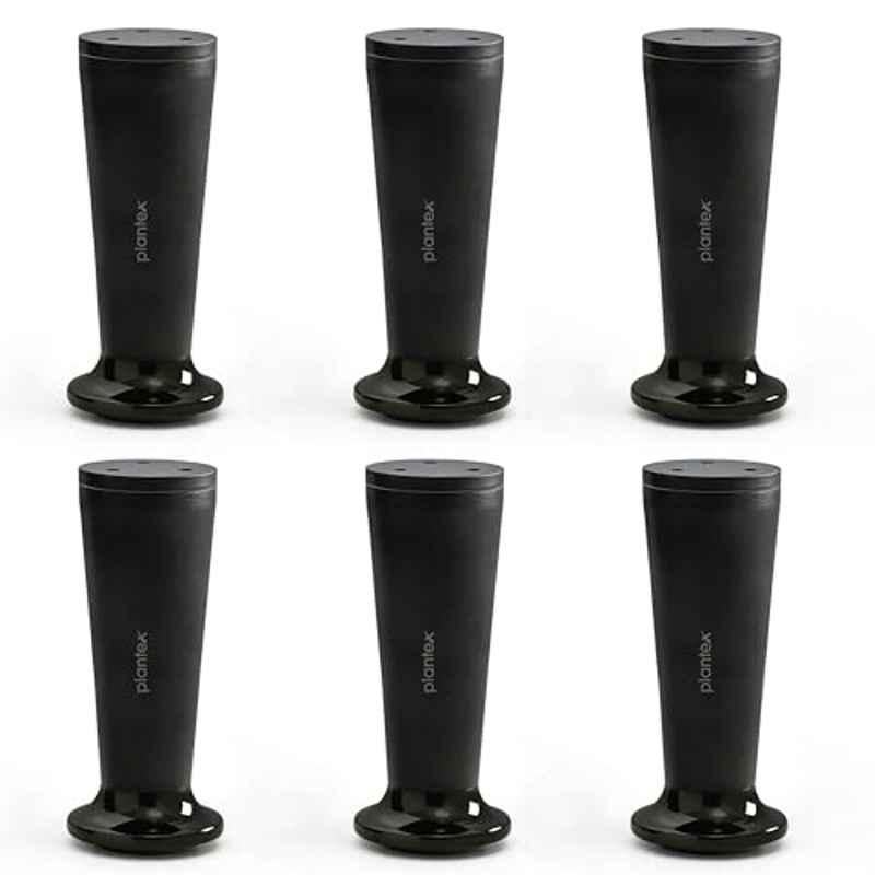 Plantex 6 inch Aluminium Black Sofa Legs with Rubber Grip, DTS-87 (Pack of 6)