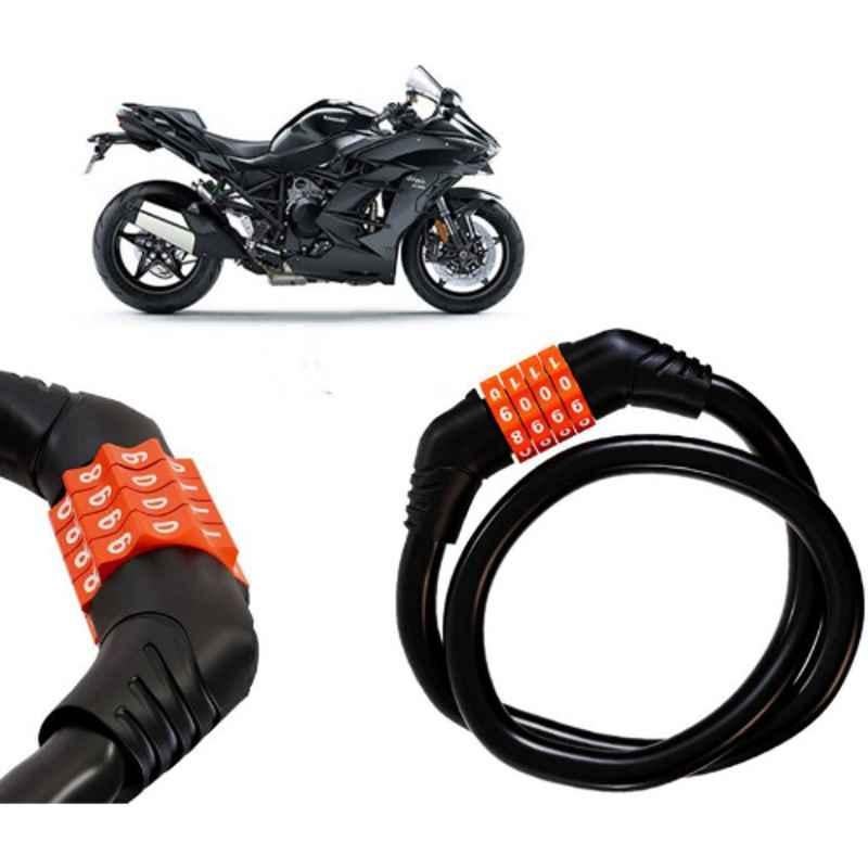 Auto Pearl Black & Orange 4 Digit Anti-Theft Combination Number Lock for Ninja H2 SX