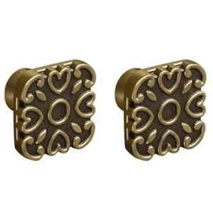 Plantex Knobs for Drawer/Square Drawer Knobs/Knobs for Cabinets/Pull-Push Knobs for Kitchen/Bedroom Drawer (Pack of 2) DTK-299, Antique Brass