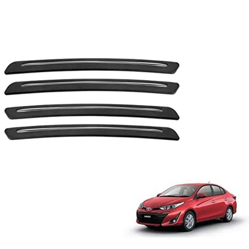Kozdiko 4 Pcs Rubber Black Car Bumper Protector Set with Chrome Strip for Toyota Yaris