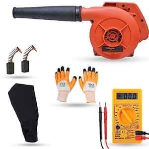 Hillgrove 800W Plastic Red Electric Air Blower with Carbon Brushes, Gloves & Multimeter, HGCM1126