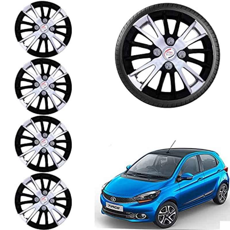 Auto Pearl 4 Pcs 14 inch ABS Black & Grey Car Wheel Cover Set for TATA Tiago 2019 XT & XZ