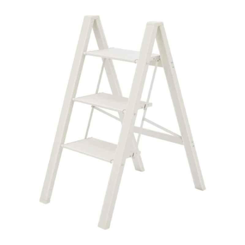 Corvids 150kg 3 Steps Aluminum White Foldable Ladder with Wide Anti-Slip Pedal, CASL-03W