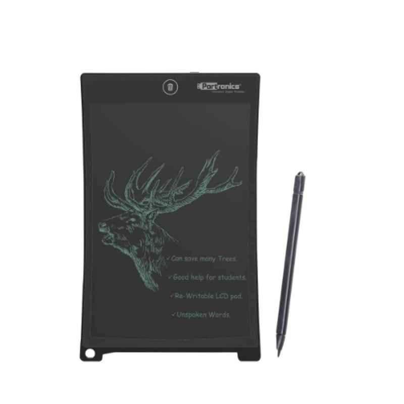 Portronics Ruffpad 10 Plus 3V 10 inch Black Re-Writable LCD Pad with Content Safety Button, POR 233