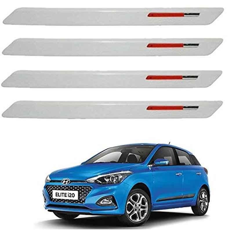 Kozdiko 4 Pcs White & Red Designer Car Bumper Protector Set for Hyundai Elite i20
