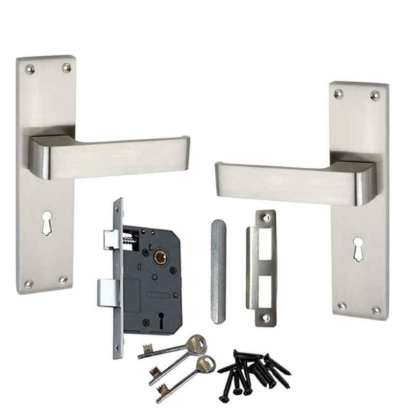 Atom 6 Lever Stainless Steel Satin Finish Mortise Lock Set with 3 Keys, O-33