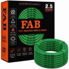 FAB 2.5 Sqmm Single Core Green FR PVC CCS Copper Insulated House Wire, Length: 91 m