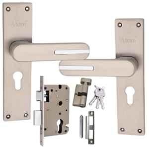 ATOM 203mm Alloy Steel Silver Satin Finish Mortise Door Lock Set, MH-O48-CY-SS-OSK