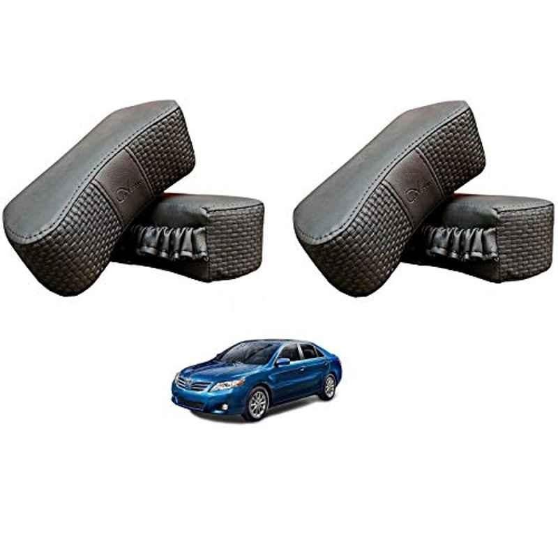 Kozdiko 4 Pcs CV Designer Grey Leatherite Neck Rest Car Cushion Pillow Set for Toyota Camry