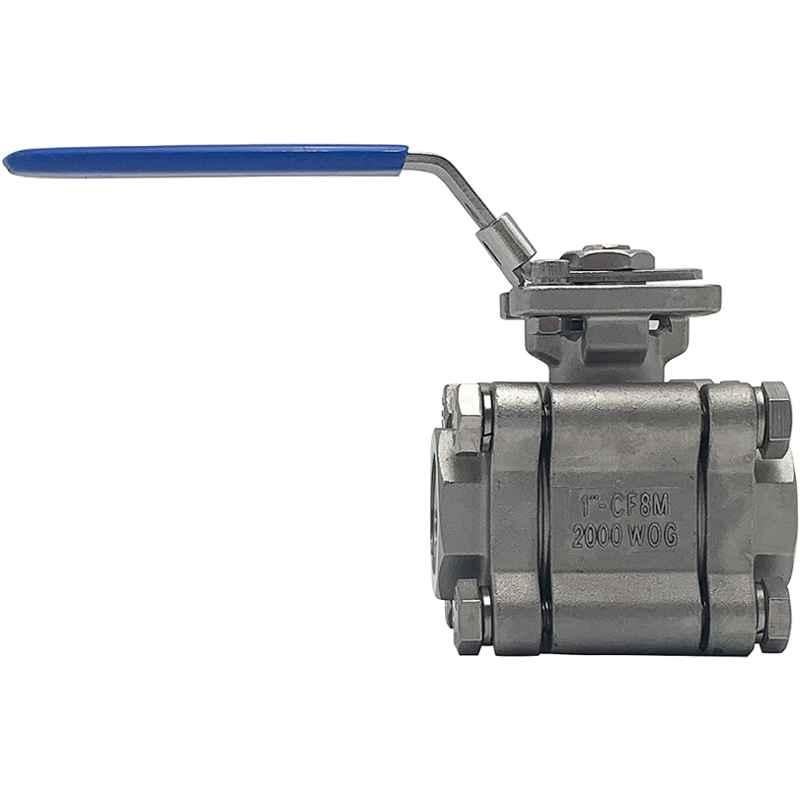 Valtec 1/4 Inch T-PORT Full Bore Threaded End Stainless Steel 3 Way Ball Valve, VTBV3WAY0.06SS