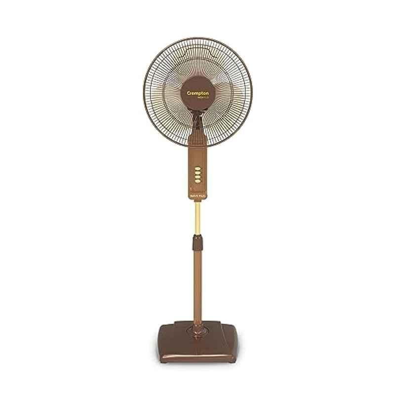 Crompton Wave Plus 60W 1350rpm Choco Brown 3 Blade Pedestal Fan with 2 Years Warranty, PFHFWAVPL16CBG, Sweep: 400 mm
