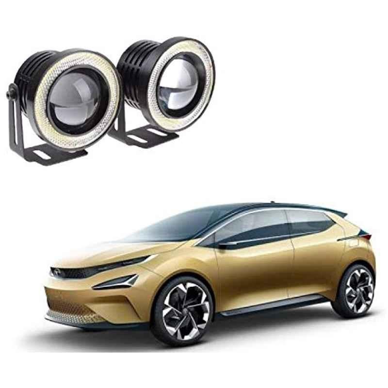 Kozdiko 2 Pcs 15W 3.5 inch High Power White LED Projector COB Fog Light Set with White Angel Eye Ring for Tata 45X, koz_72524