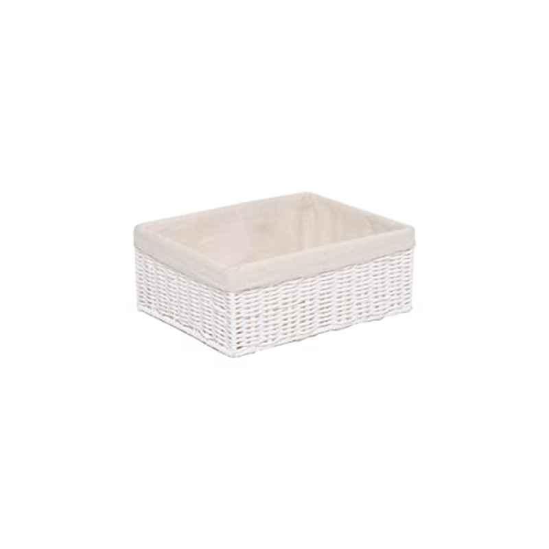 Homesmiths 32x24x12cm White Storage Basket with Liner, MAS0531-M-WHT, Size: Medium