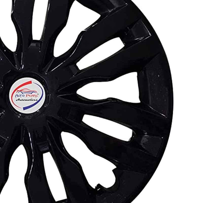 Auto Pearl 4 Pcs 14 inch ABS Black Universal Wheel Cover Set for All Cars with Retention Ring