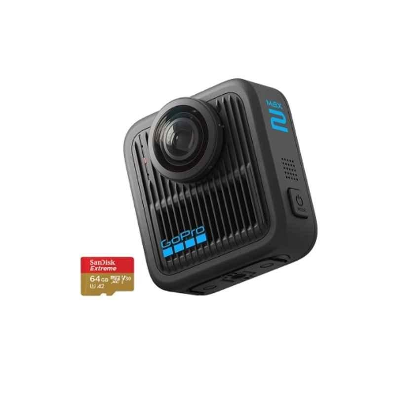 GoPro MAX2 Black Waterproof 360 deg Traditional Action Camera with 64GB SD Card, Touch Screen, Spherical 8K Video & 29MP Photos