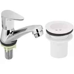 Senkiddpro Zinc Chrome Finish Pillar Tap with PVC Waste Jali