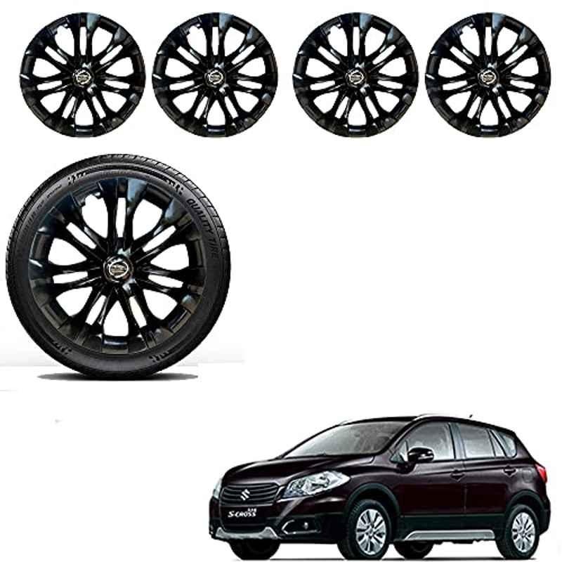 Auto Pearl 4 Pcs 15 inch ABS Black Premium Car Wheel Cover Set for Maruti Suzuki Scross