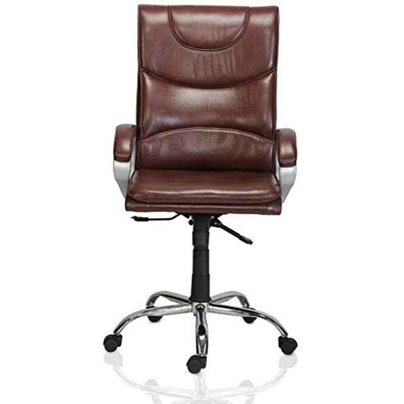 KDF Mart Upholstery Fabric Brown Medium Back Adjustable Executive Swivel Chair with Back Support, MIS135