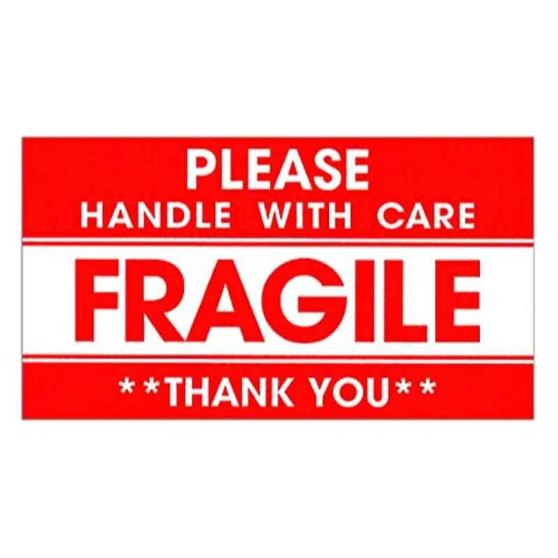 Rubik 250Pcs 5x9cm Red Rectangular Please Handle With Care Thank You Warning Fragile Label Sticker Set, RB-FS-202
