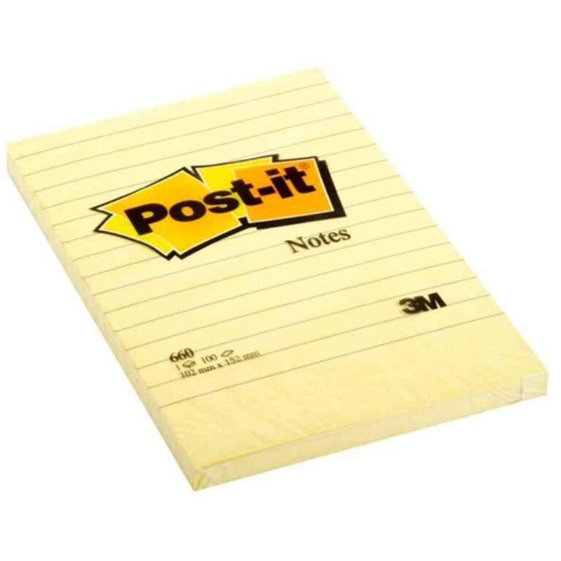 3M Post-it 660 4x6inch Canary Yellow Note Pad