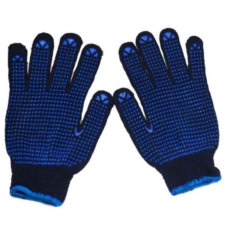 RPES Blue Free Size Knitted Dotted Gloves (Pack of 120)