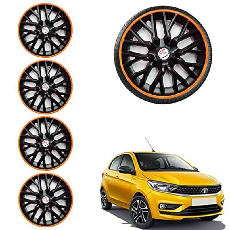 Auto Pearl 4 Pcs 14 inch ABS Phoenix Black & Orange Car Wheel Cover Set for TATA Tiago 2020