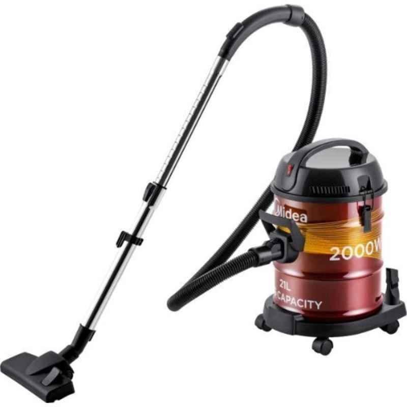 Midea 2000W 21L Steel Black & Red Drum Vacuum Cleaner, MDVC21