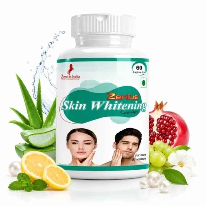 Zenius India 60 Pcs Skin whitening Capsule with Vitamin A, Vitamin C, Biotin, Zinc & Copper for Improves Skin Brightness & Evens Out Skin Tone