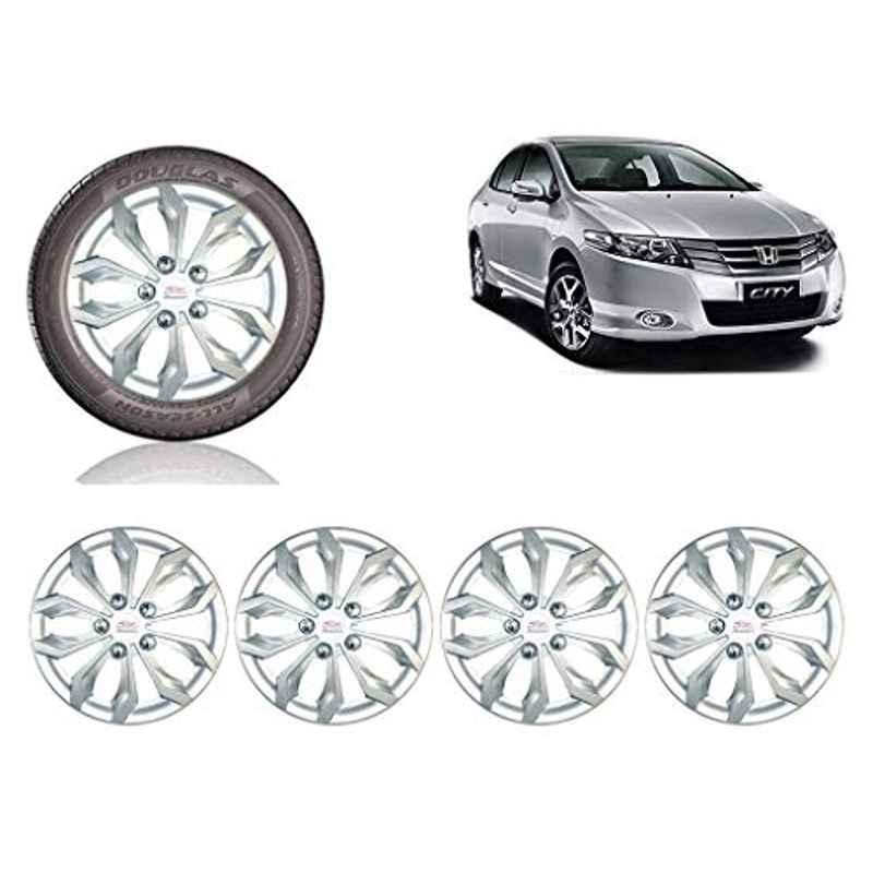 Auto Pearl 4 Pcs 15 inch ABS Silver Car Wheel Cover Set for Honda City