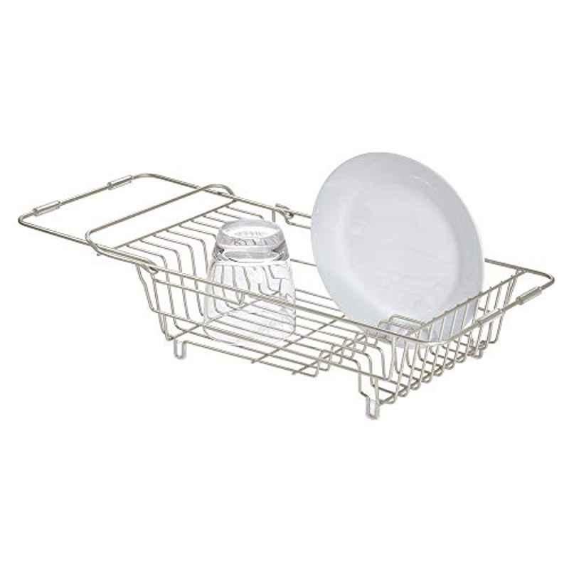 Interdesign 16.2x8.5x4 inch Alloy Steel Silver Classico Over Sink Dish Drainer Stain, 60105