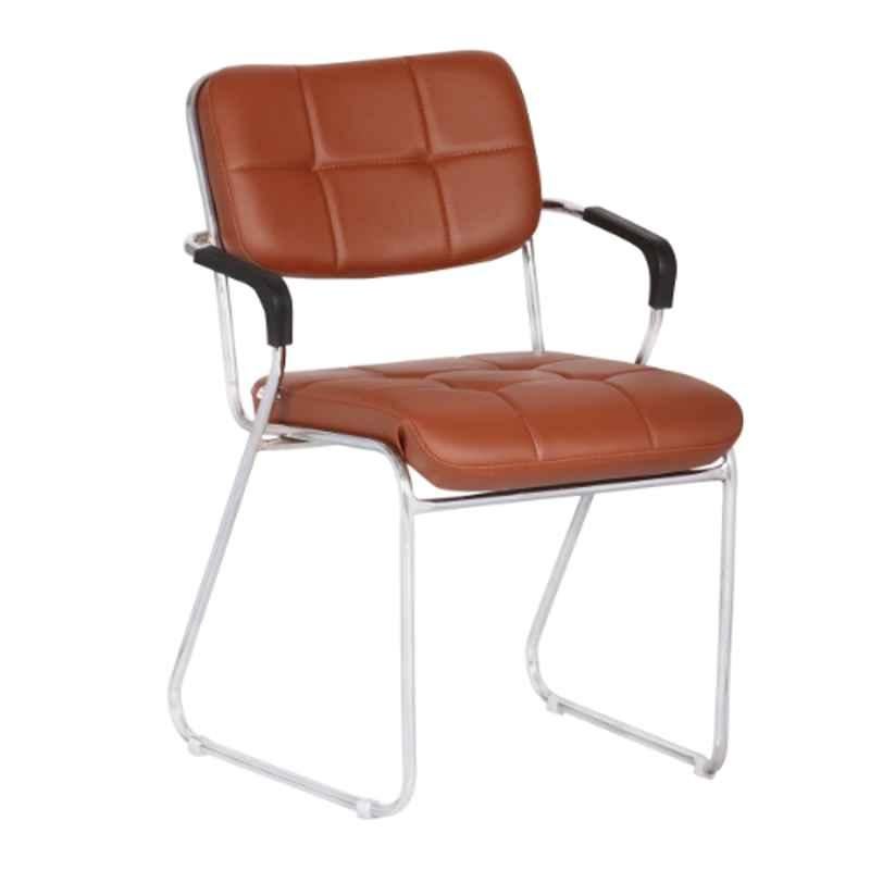 Da URBAN Leatherette Medium Back Tan Visitor Chair with Arms, DU-284