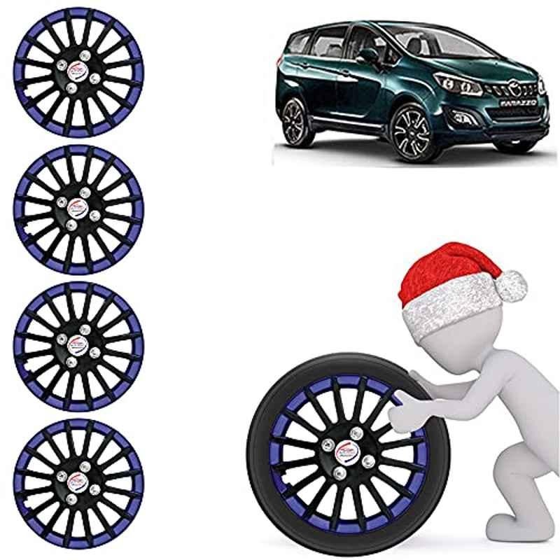 Auto Pearl 4 Pcs 15 inch ABS Black & Blue Car Wheel Cover Set for Mahindra Mahindra Marazzo 2019