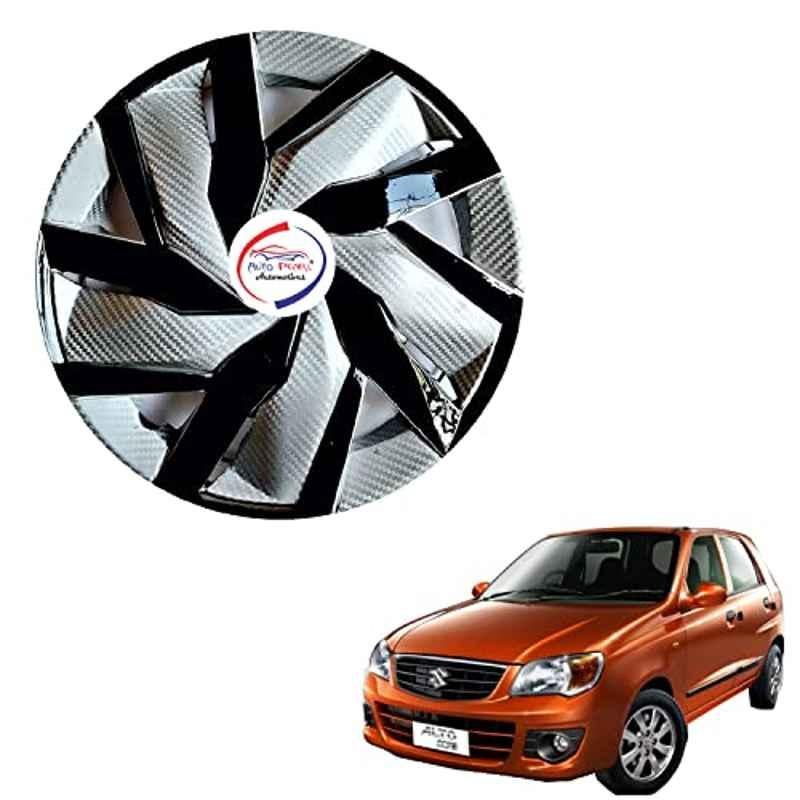 Auto Pearl 4 Pcs 13 inch ABS Black & Silver EGLS16 Hubcap Wheel Cover Set with Retention Ring for Maruti Suzuki Alto K10 Old