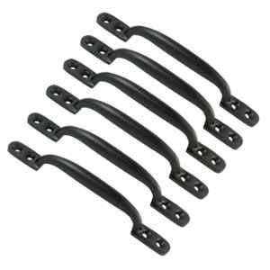 Mix & Match Hotbed 6 inch Cast Iron Black Matte Finish Cabinet Pull Handle for Wardrobe, Cupboard & Window (Pack of 6)