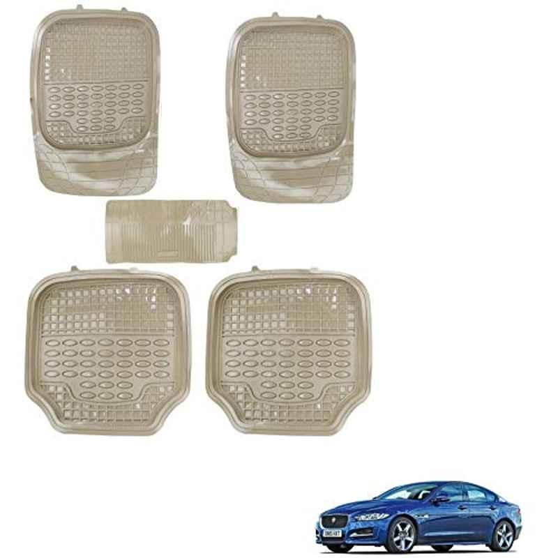 Kozdiko 5 Pcs 4G Beige Rubber & PVC Heavy Car Foot Mat Set for Jaguar XE, koz_80786