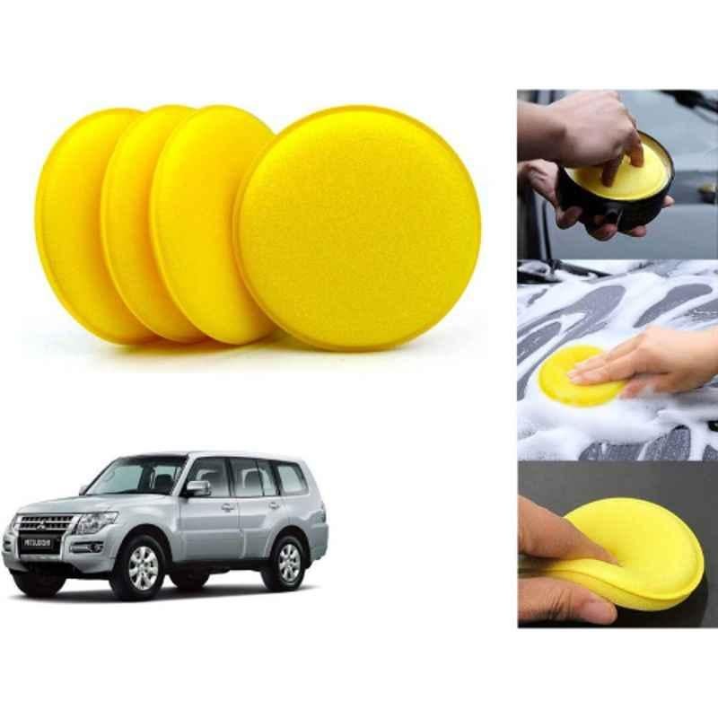Auto Pearl Polyurethane Beige Washing & Waxing Polish Foam Sponge for Mitsubishi Montero (Pack of 4)