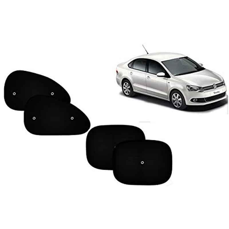 Auto Pearl 4 Pcs PVC & Mesh Black Window Side Sun Shade Set for Volkswagen Vento, Curtain_Chipkoo_4_Vento