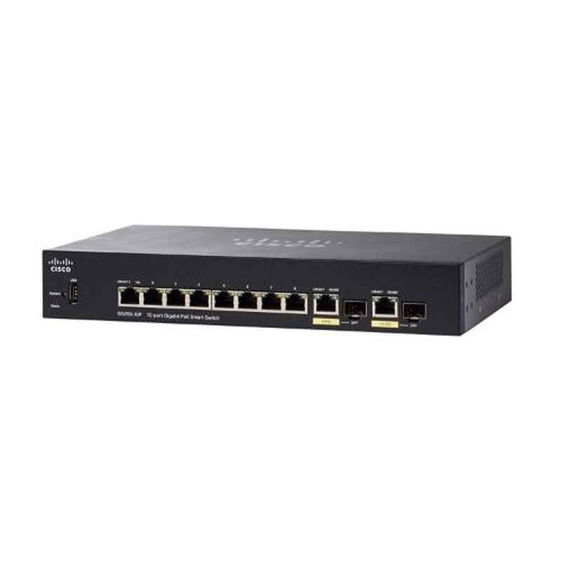 Cisco 62w 10 Ports Gigabit Ethernet PoE Smart Switch, SG250-10P-K9-IN