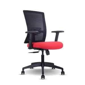 Praga Seating Aura 25x24x46 inch Polypropylene Medium Back Black & Red Ergonomic Office Chair, AUBLBLBLBE1PMBOL