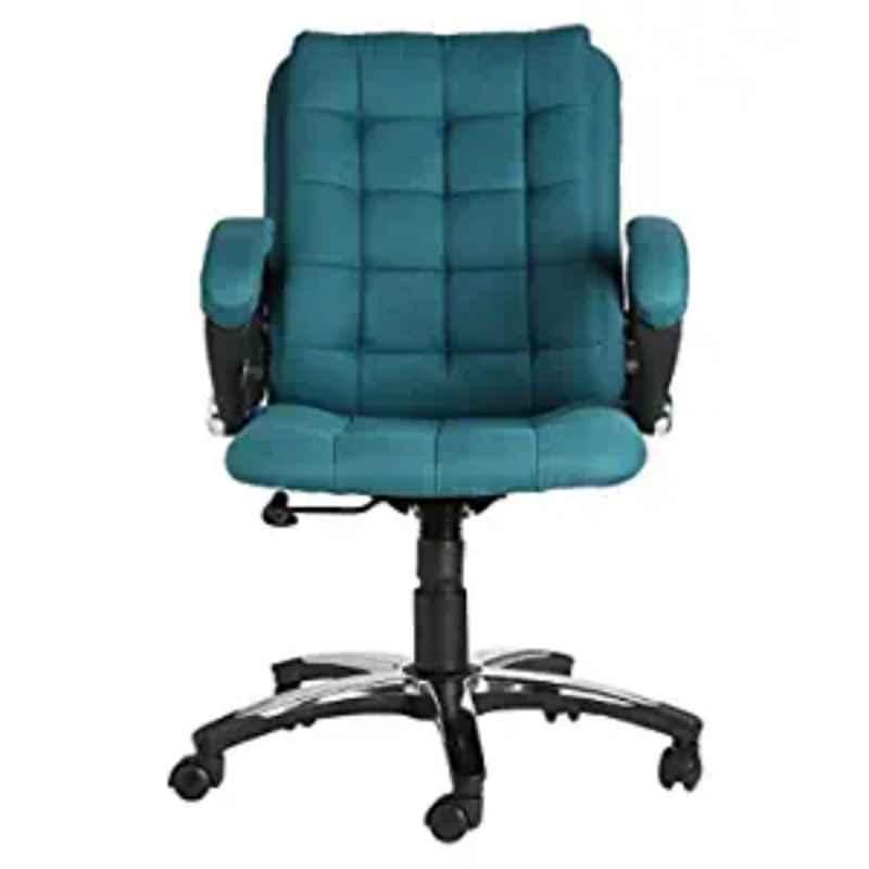 KDF Mart Upholstery Fabric Blue Medium Back Adjustable Executive Swivel Chair with Back Support, MIS123