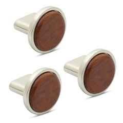 Plantex Knobs for Drawer/Round Drawer Knobs/Knobs for Cabinets/Pull-Push Knobs for Kitchen/Bedroom Drawer (Pack of 3) Small, Satin & Wood