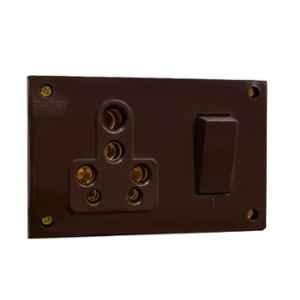 Gold Coast 6/16A Polycarbonate Brown Single Switch Socket Combined Box, 2137-BR