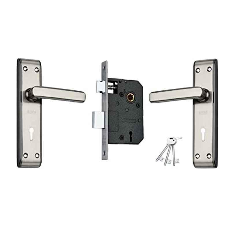 Duke 190mm Stainless Steel Black & Silver Tone Mortise Door Lock Set, 309+612 BS KY