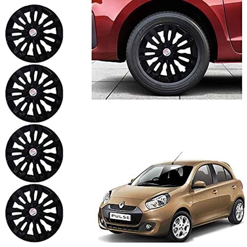 Auto Pearl 4 Pcs 14 inch ABS Black Wheel Cover Set for Renault Pulse
