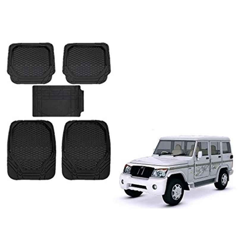 Kozdiko 8855TW 5 Pcs Rubber Black Rubber Car Mat Set for Mahindra Bolero XL