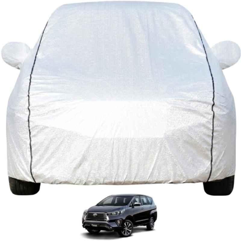 Allextreme Polyester Silver Car Cover with Mirror Pocket for Toyota Innova Crysta 2020 & 2026 Models, PV-TT014