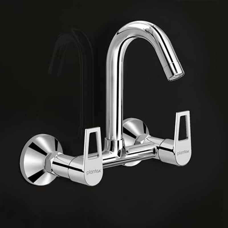 Plantex Sink Tap for Kitchen Sink/360 Degree Rotating with Foam Flow/Hot & Cold Sink Mixer/Wall Mount Sink Mixer with Wall Flange & Teflon Tape (Chrome, 3223)