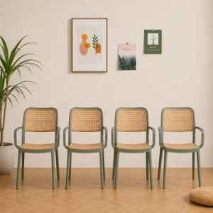 CELLBELL WeaveX Plastic Grey Armrest Chair (Pack of 4)