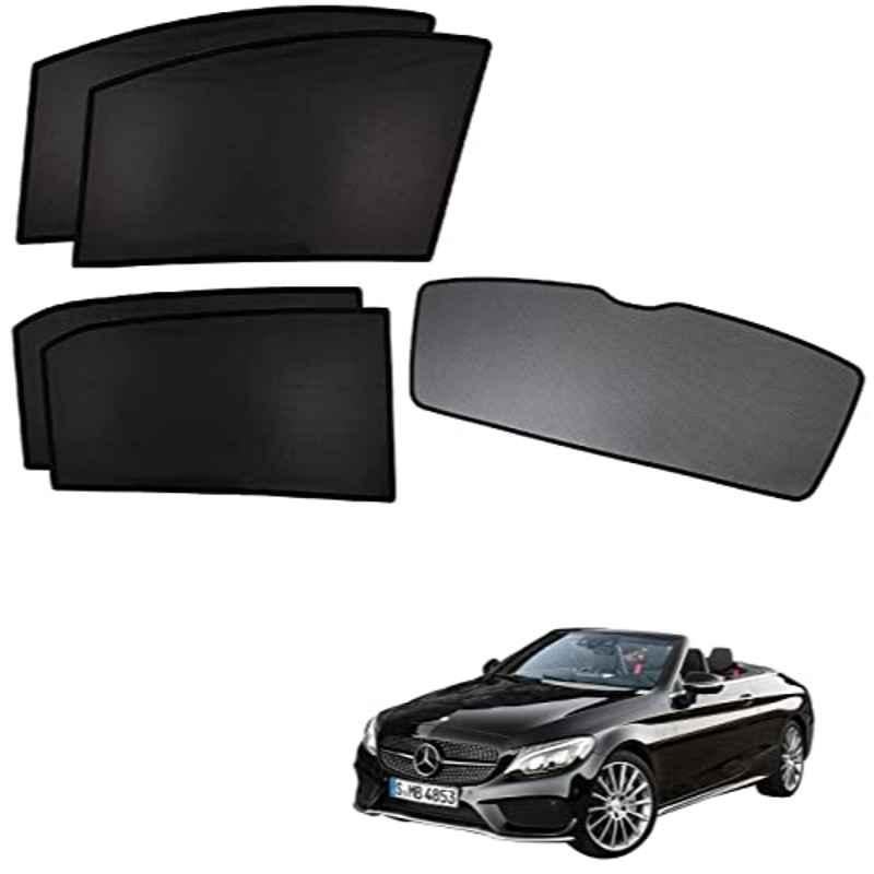 Kozdiko 5 Pcs Polyester Black Non Magnetic Window & Rear Sun Shades Set for Mercedes Benz E-Class Cabriolet