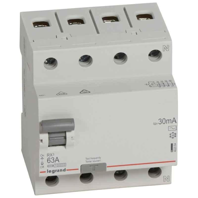 Legrand LR 63A 400V 4 Pole AC Type RCD, 402064